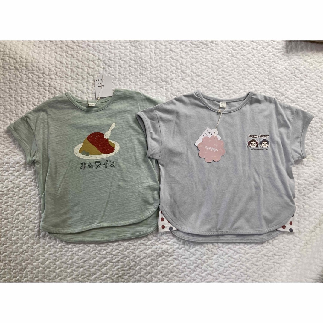 apres les cours(アプレレクール)のアプレレクール 110 ペコちゃん　ポコちゃん　新品　2枚セット　Tシャツ キッズ/ベビー/マタニティのキッズ服男の子用(90cm~)(Tシャツ/カットソー)の商品写真