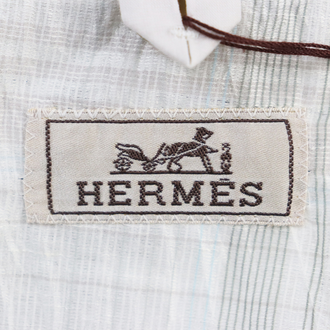 Hermes(エルメス)の未使用品○HERMES エルメス 2022年製 Check Jacket G19774K リネン52% シアサッカー地 カジュアルジャケット/テーラードジャケット ホワイト系 チェック柄 50 イタリア製 正規品 メンズ メンズのジャケット/アウター(テーラードジャケット)の商品写真