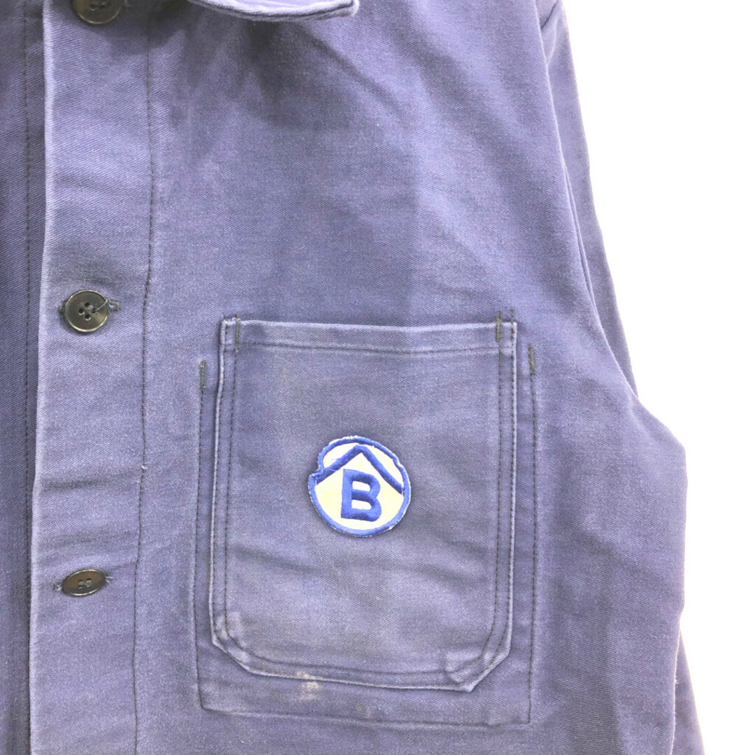 RENSING フレンチワーク モールスキン ワークジャケット ユーロ ブルー (メンズ 56) 中古 古着 Q4416 メンズのジャケット/アウター(その他)の商品写真