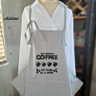 【OUTLET】【背中がかわいい】エプロンドレス：グレー×Coffee【0643(収納/キッチン雑貨)