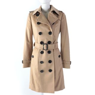 バーバリー(BURBERRY)の極美品☆BURBERRY バーバリー SANDRINGHAM サンドリンガム カシミヤ100％ ロゴボタン付 トレンチコート ベージュ 38 正規品 レディース(トレンチコート)