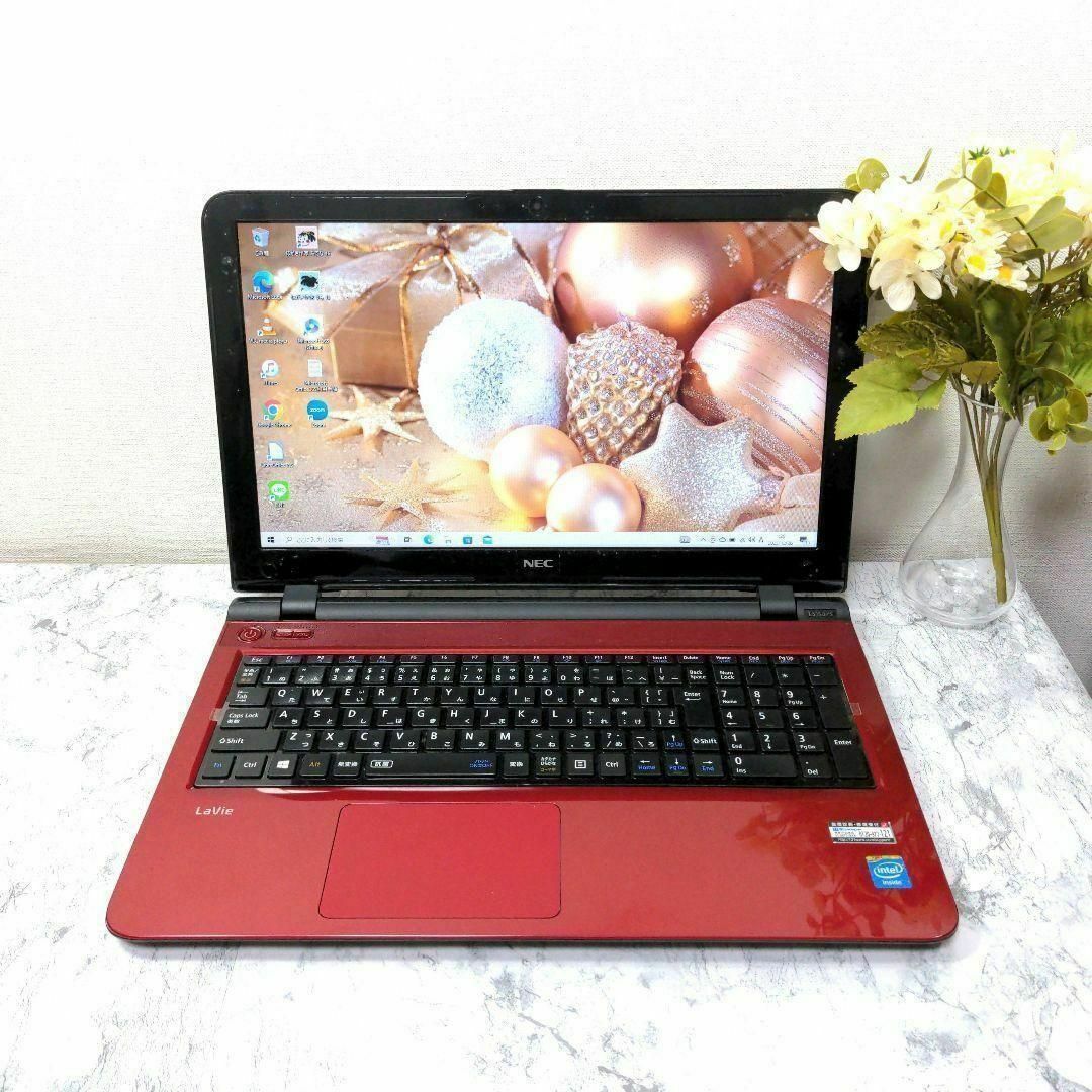 NEC(エヌイーシー)のDL24 薄型✨ノートパソコン SSD 赤 レッド カメラ付き ノートPC スマホ/家電/カメラのPC/タブレット(ノートPC)の商品写真