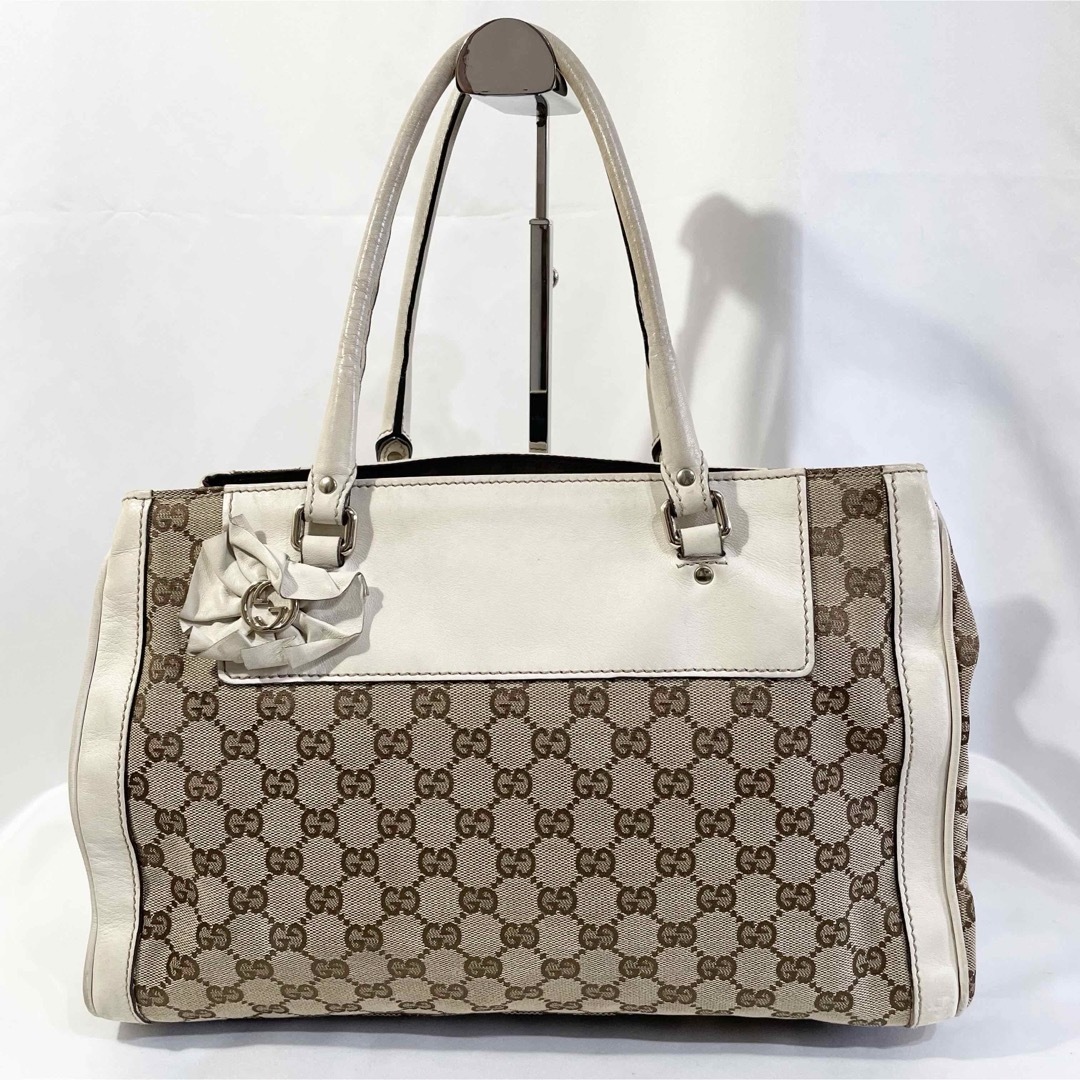 Gucci(グッチ)の正規品 GUCCI グッチ トートバッグ GGキャンバス インターロッキング 白 レディースのバッグ(トートバッグ)の商品写真