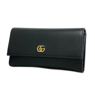 グッチ(Gucci)の【4hd4691】グッチ 長財布/GGマーモント/456116/レザー/ブラック/ゴールド金具 【中古】 メンズ/レディース/ユニセックス(財布)