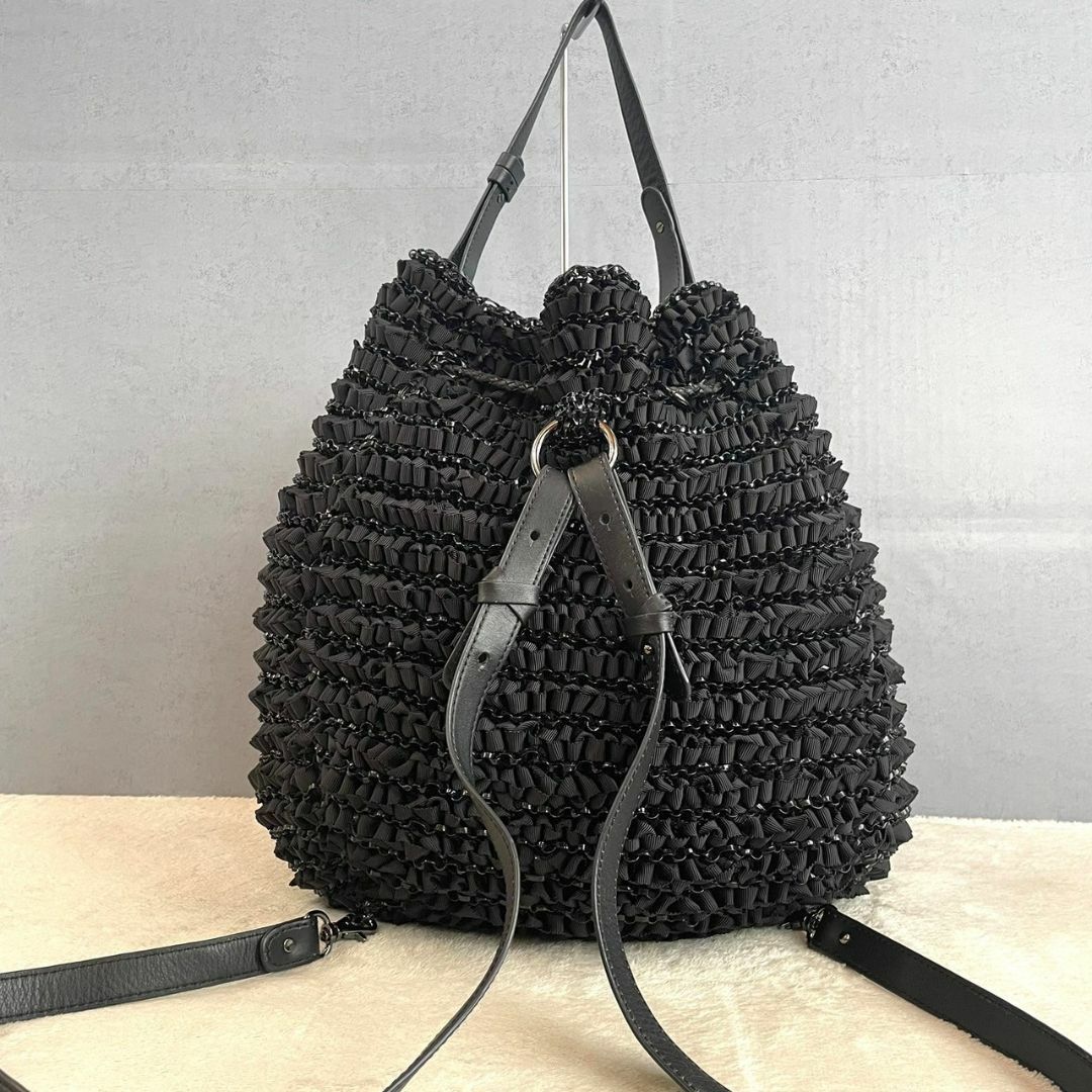 ANTEPRIMA(アンテプリマ)の希少/美品 アンテプリマ 2way リュック トート 巾着 ワイヤー A4 黒 レディースのバッグ(トートバッグ)の商品写真