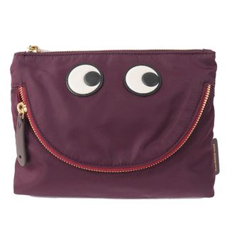 極美品◎ANYA HINDMARCH アニヤ ハインドマーチ HAPPY EYES POUCH ハッピーアイズポーチ 小物入れ ポーチ ボルドー レディース 定価36,300円(ポーチ)