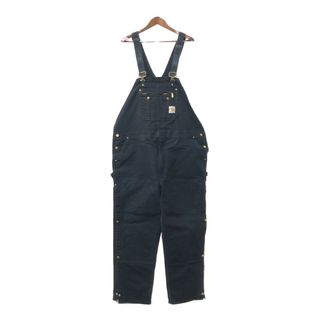 カーハート(carhartt)のCarhartt カーハート ダック ビブオーバーオール 大きいサイズ ダブルニー ブラック (メンズ W48 L32) 中古 古着 Q4436(サロペット/オーバーオール)