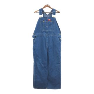 ディッキーズ(Dickies)のDickies ディッキーズ デニム オーバーオール 大きいサイズ ワーク ブルー (メンズ W44 L30) 中古 古着 Q4441(サロペット/オーバーオール)