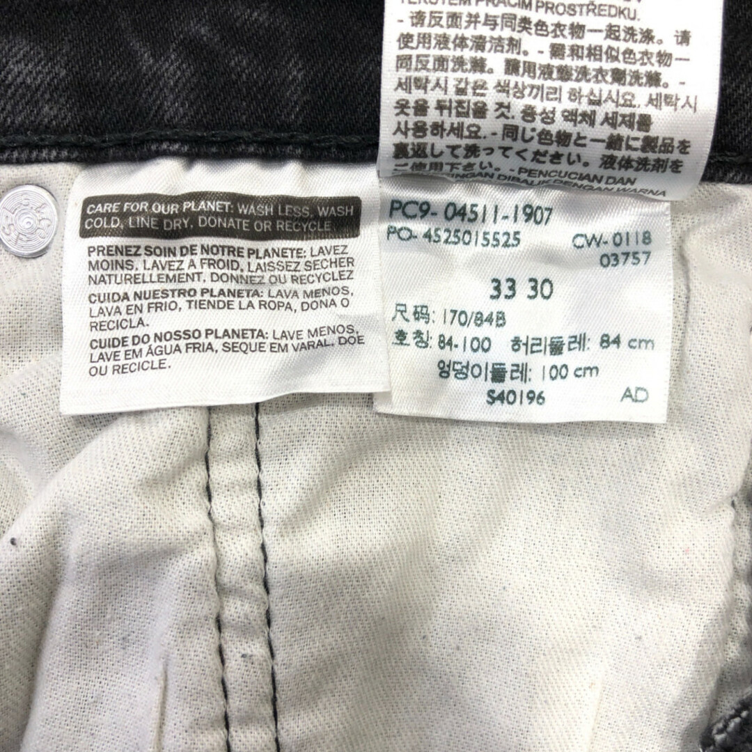 Levi's(リーバイス)のLevi's リーバイス 511 デニムパンツ アメカジ ブラック (メンズ W33 L30) 中古 古着 Q4448 メンズのパンツ(デニム/ジーンズ)の商品写真