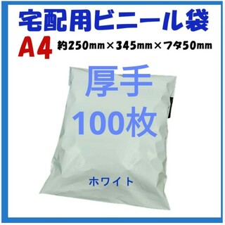 厚手宅配ビニール袋 A4横250㎜×縦340㎜＋フタ50㎜　100枚