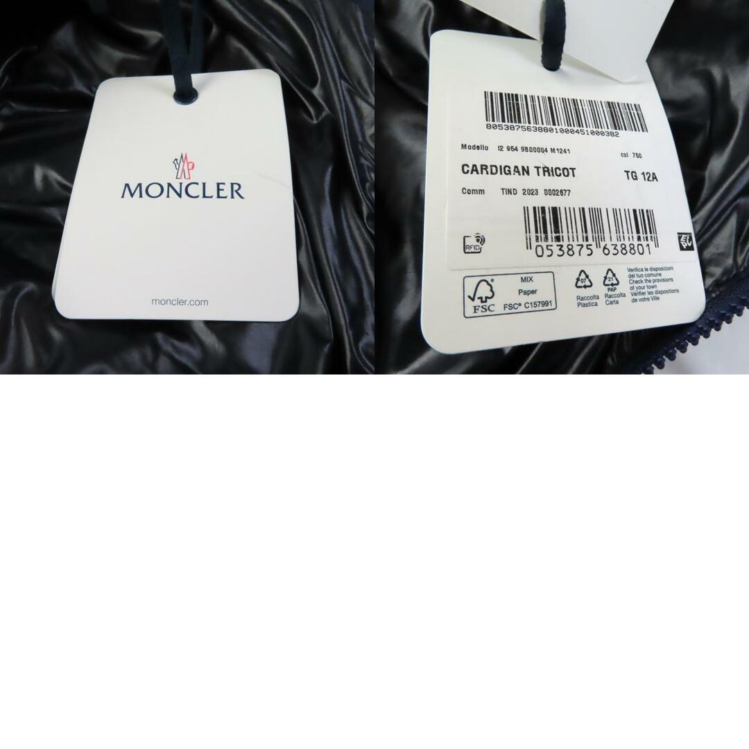 MONCLER(モンクレール)の未使用品★MONCLER モンクレール 23年製 CARDIGAN キッズ ロゴワッペン付 ニット切替 ZIP UP ダウンジャケット ネイビー 12anni 152cm 正規品 レディース可◎ レディースのジャケット/アウター(ダウンジャケット)の商品写真