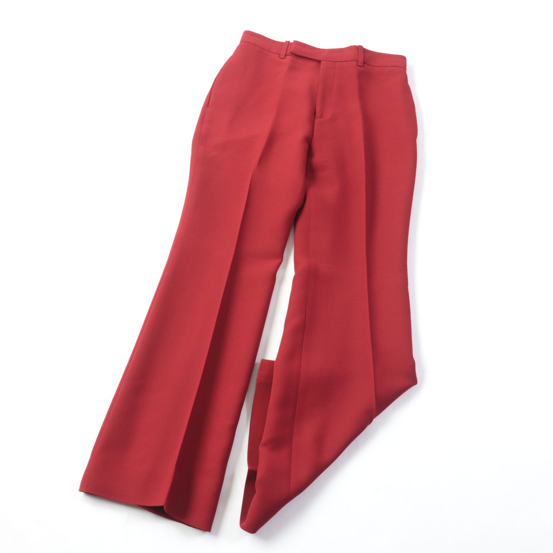 GUCCI - 極美品★GUCCI グッチ 20SS 624953 シルク混 センタープレス フレアロングパンツ/ボトムス レッド 40 イタリア製 正規品 レディース