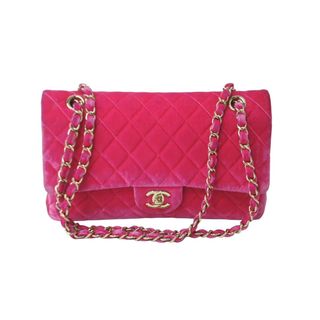 シャネル(CHANEL)のCHANEL シャネル ベロアマトラッセ25 Wフラップ Wチェーンショルダーバッグ ピンク 21番台 ゴールド金具 美品 中古 62254(ハンドバッグ)