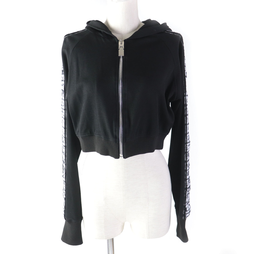 GIVENCHY - 極美品★GIVENCHY ジバンシィ Chito 23AW BWJ02J30RY 4G ロゴデザイン クロップド ZIPフーディ/パーカー ブラック ホワイト M 正規品 レディース