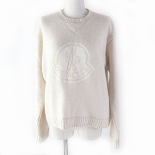 モンクレール(MONCLER)の美品★MONCLER モンクレール 22年製 GIROCOLLO TRICOT ロゴデザイン クルーネック 長袖 セーター/ニット アイボリー S 正規品 レディース(ニット/セーター)