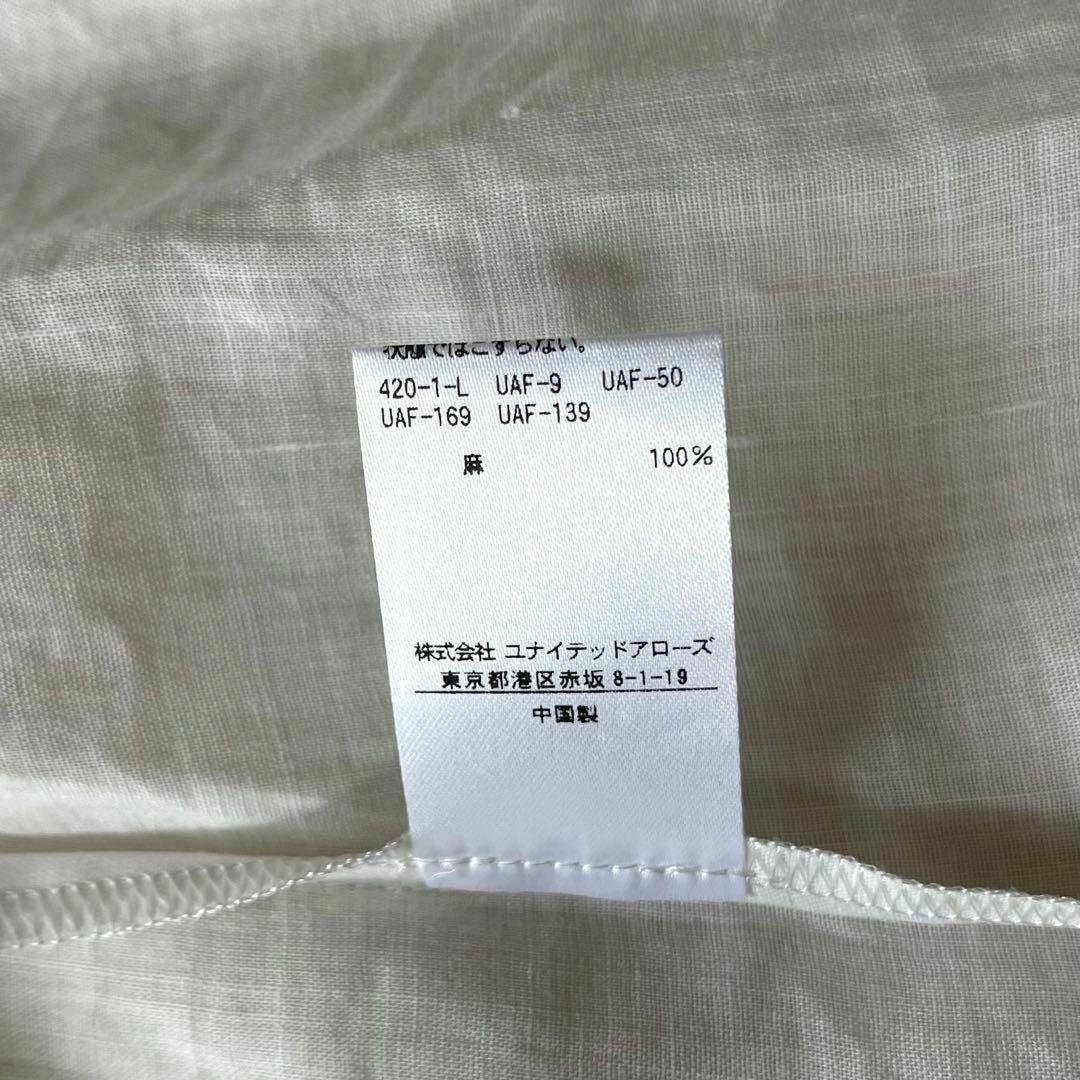 UNITED ARROWS(ユナイテッドアローズ)の美品 ユナイテッドアローズ リネン100% バンドカラーシャツ ブラウス 白 レディースのトップス(シャツ/ブラウス(半袖/袖なし))の商品写真