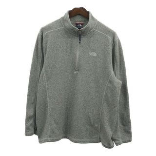 ザノースフェイス(THE NORTH FACE)のTHE NORTH FACE ノースフェイス ハーフジップ フリースジャケット アウトドア ワンポイント ライトグレー (メンズ XL) 中古 古着 Q4513(その他)