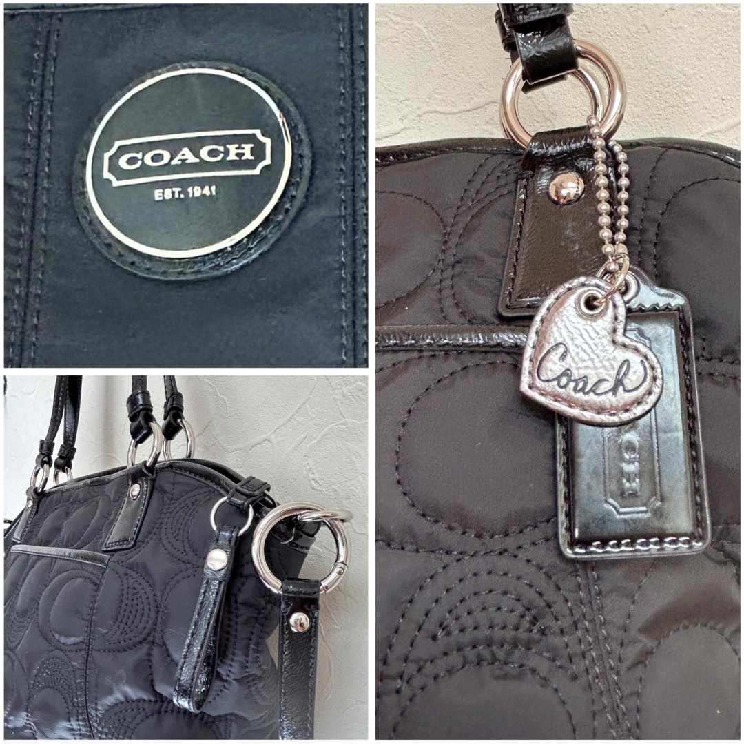 COACH(コーチ)の美品★ COACH コーチ シグネチャー 2wayバッグ  大容量 A4可 黒 レディースのバッグ(トートバッグ)の商品写真