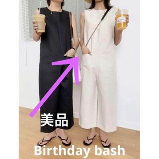 バースデーバッシュ(BIRTHDAY BASH)の美品　バースデーバッシュリネンボンディング ロンパースM(オールインワン)