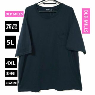 新品 5L OLD MILLS 半袖 Tシャツ 黒 胸ポケット 大きいサイズ(Tシャツ/カットソー(半袖/袖なし))