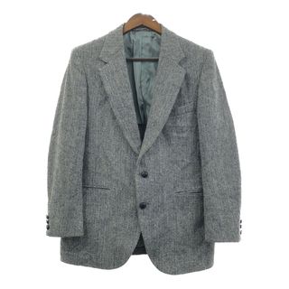 80年代 Harris Tweed ハリスツイード ウール テーラードジャケット ヘリンボーンツイル グレー (メンズ 42 R) 中古 古着 Q4536(テーラードジャケット)