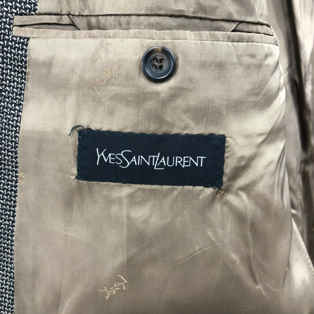 Yves Saint Laurent(イヴサンローラン)のカナダ製 YVES SAINT LAURENT イヴ サンローラン ウール テーラードジャケット グレー (メンズ) 中古 古着 Q4546 メンズのジャケット/アウター(テーラードジャケット)の商品写真