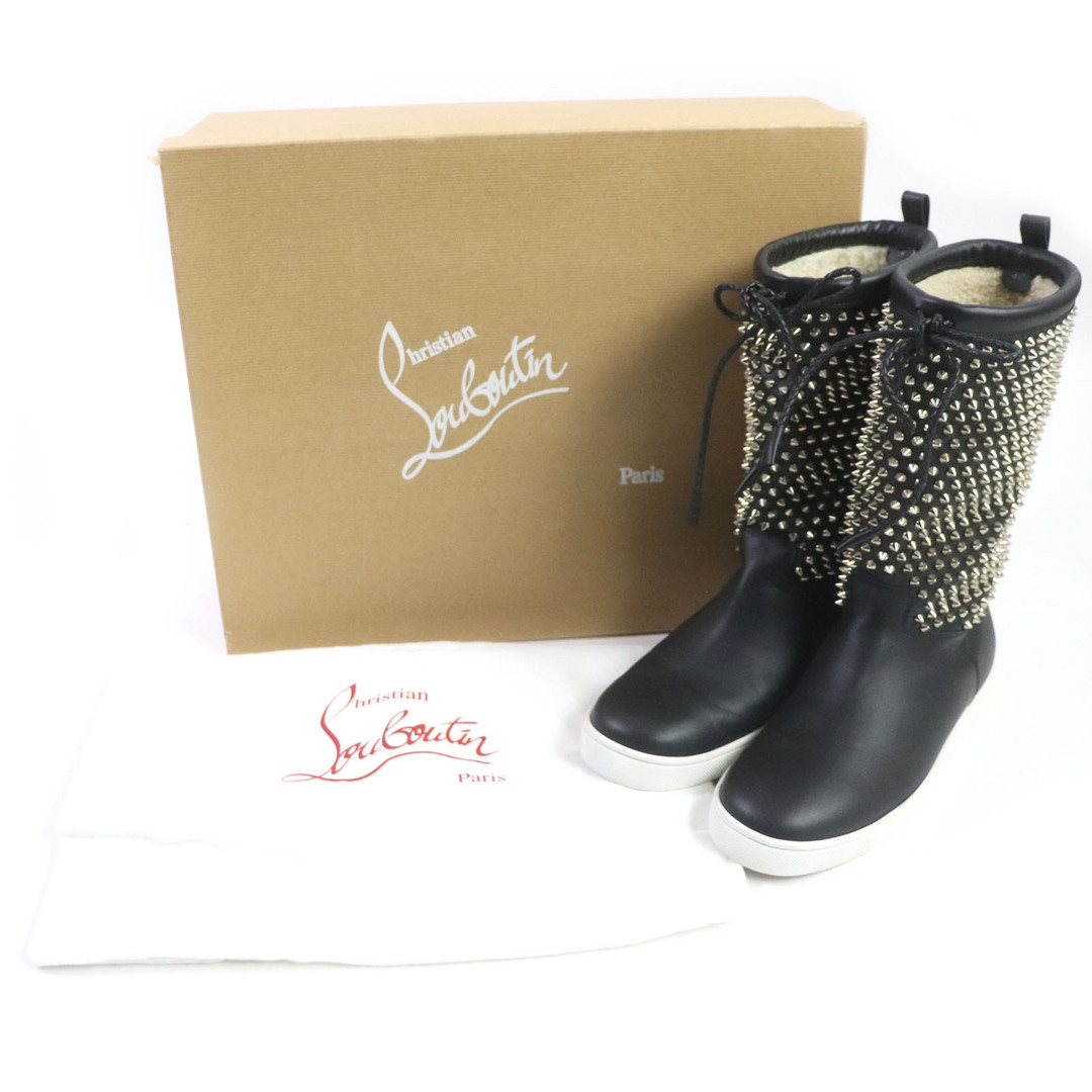 Christian Louboutin(クリスチャンルブタン)の美品▼Christian Louboutin クリスチャンルブタン 3130867 NAZA FLAT NAPPA スパイクスタッズ レザー ブーツ ブラック シルバー 41 箱・保存袋付き EU製 メンズ メンズの靴/シューズ(ブーツ)の商品写真