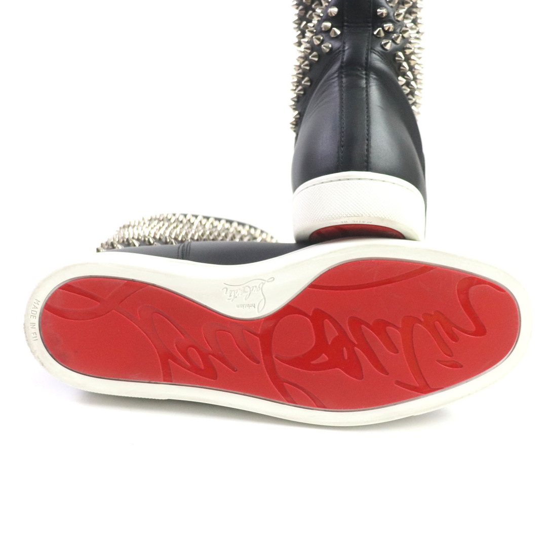 Christian Louboutin(クリスチャンルブタン)の美品▼Christian Louboutin クリスチャンルブタン 3130867 NAZA FLAT NAPPA スパイクスタッズ レザー ブーツ ブラック シルバー 41 箱・保存袋付き EU製 メンズ メンズの靴/シューズ(ブーツ)の商品写真