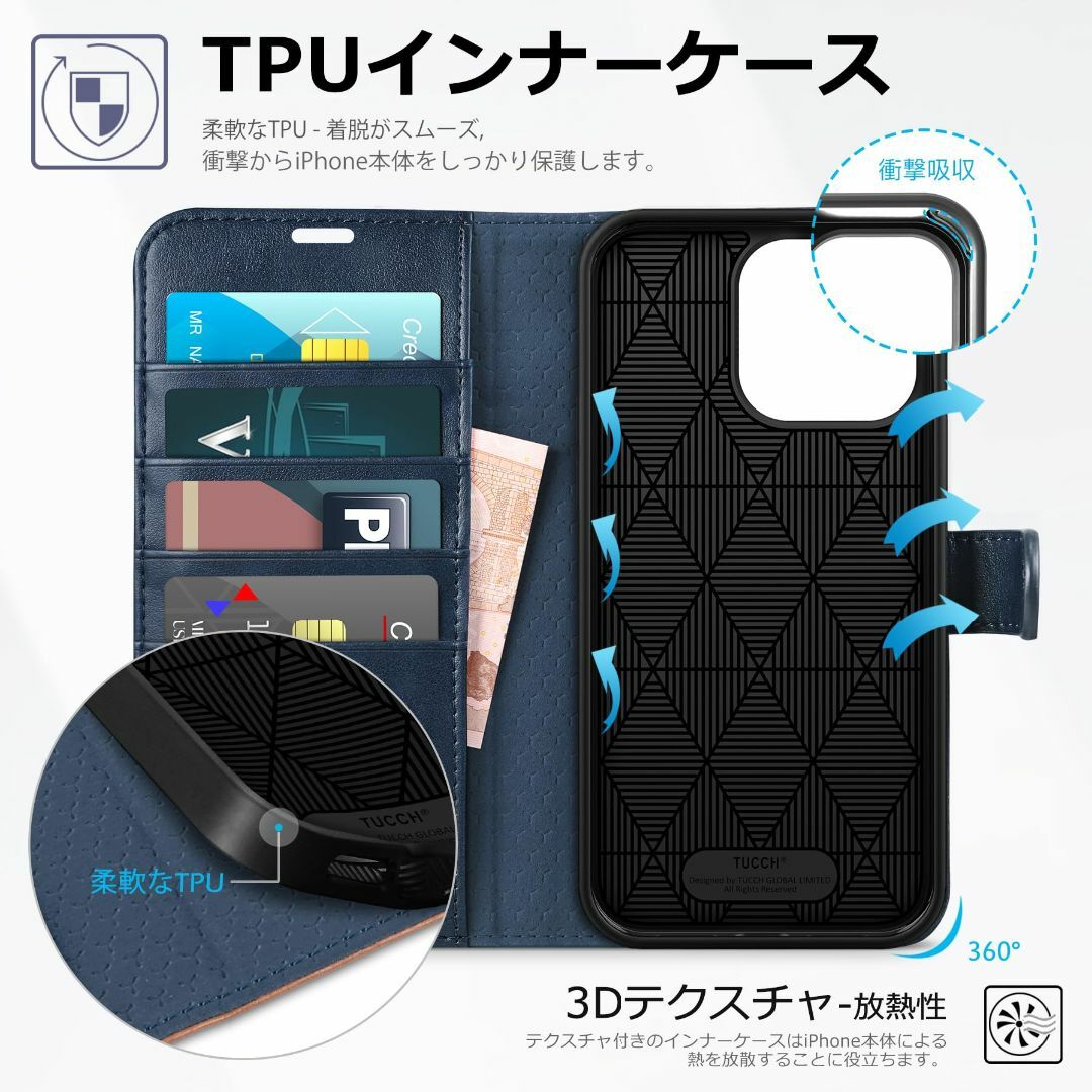 【色: ダークブルー＆ブラウン】TUCCH iPhone15 Pro Max 対 スマホ/家電/カメラのスマホアクセサリー(その他)の商品写真