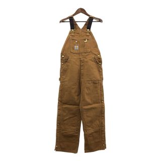 カーハート(carhartt)のCarhartt カーハート ダブルニー ビブオーバーオール ワーク ブラウン (メンズ W34 L30) 中古 古着 Q4609(サロペット/オーバーオール)