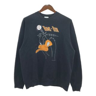 90年代 LOONEY TUNES ルーニー・テューンズ ダフィーダック スウェット ラグランスリーブ キャラクター (メンズ L) 中古 古着 Q4637(スウェット)