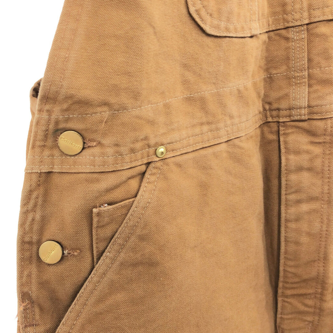 carhartt(カーハート)のUSA製 Carhartt カーハート ダブルニー ビブオーバーオール ダック地 ライトブラウン (メンズ W38 L30) 中古 古着 Q4633 メンズのパンツ(サロペット/オーバーオール)の商品写真