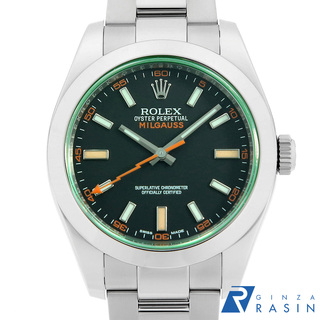 ロレックス(ROLEX)のロレックス ミルガウス グリーンガラス 116400GV ブラック ランダム番 メンズ 中古 腕時計(腕時計(アナログ))