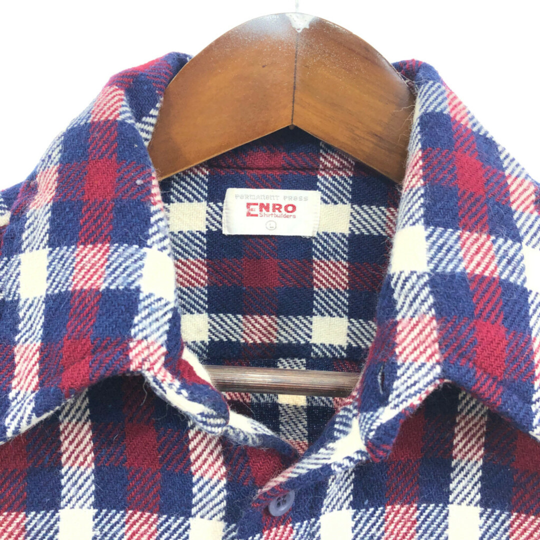 70年代 ENRO Shirt Builders ネルシャツ アメカジ ボックスシルエット チェック マルチカラー (メンズ L) 中古 古着 Q4623 メンズのトップス(シャツ)の商品写真