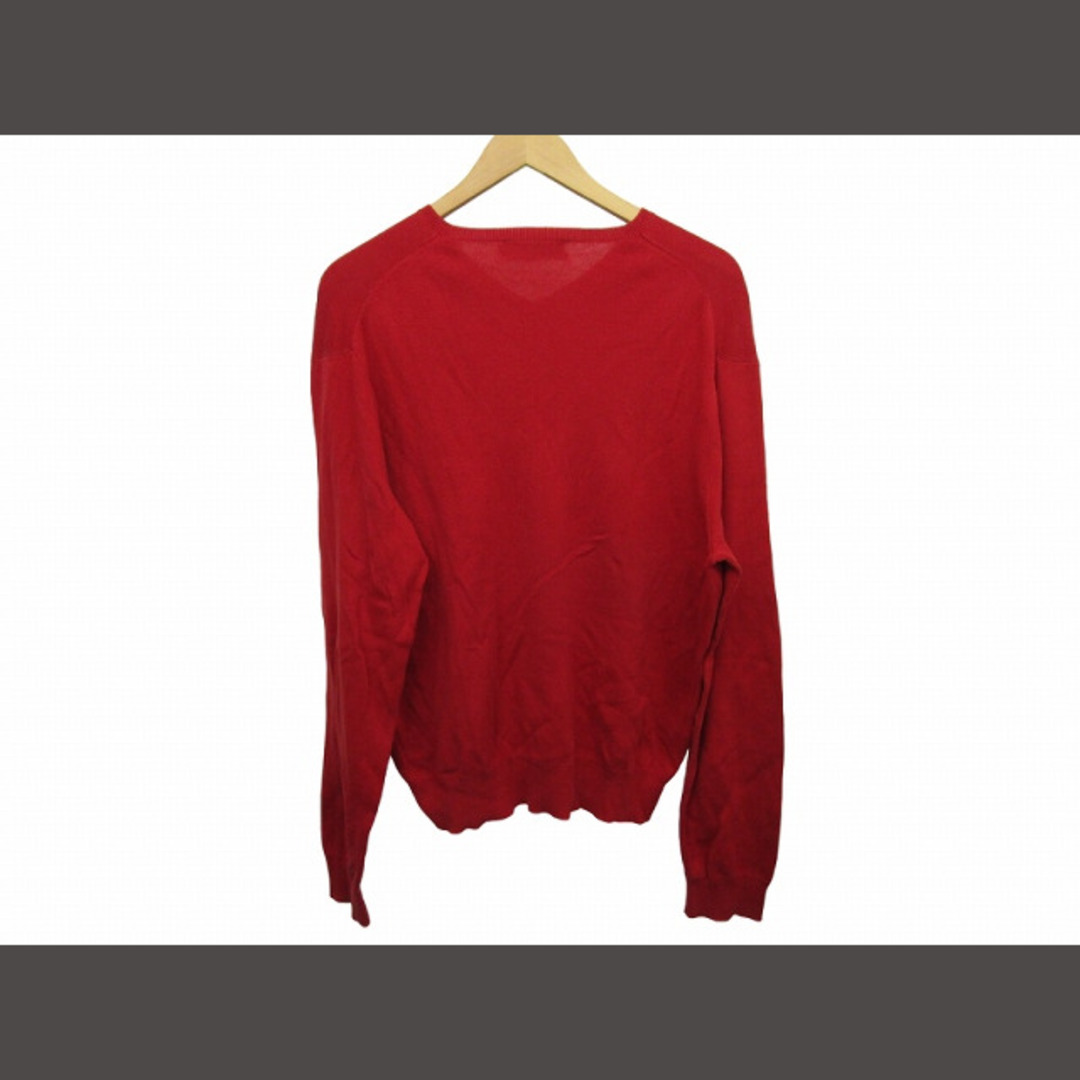 POLO RALPH LAUREN(ポロラルフローレン)のポロ ラルフローレン Vネック 長袖 ニット セーター刺繍  赤 レッド L   メンズのトップス(ニット/セーター)の商品写真