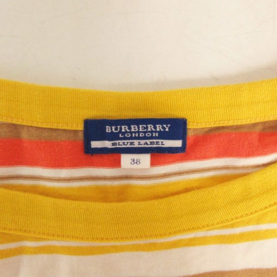 BURBERRY BLUE LABEL(バーバリーブルーレーベル)のバーバリーブルーレーベル カットソー 七分袖 ボーダー 黄 38 ■GY14 レディースのトップス(その他)の商品写真