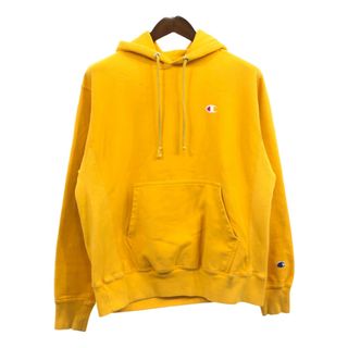 チャンピオン(Champion)のChampion チャンピオン REVERSE WEAVE リバースウィーブ スウェット パーカー ワンポイント イエロー (メンズ M) 中古 古着 Q4628(パーカー)