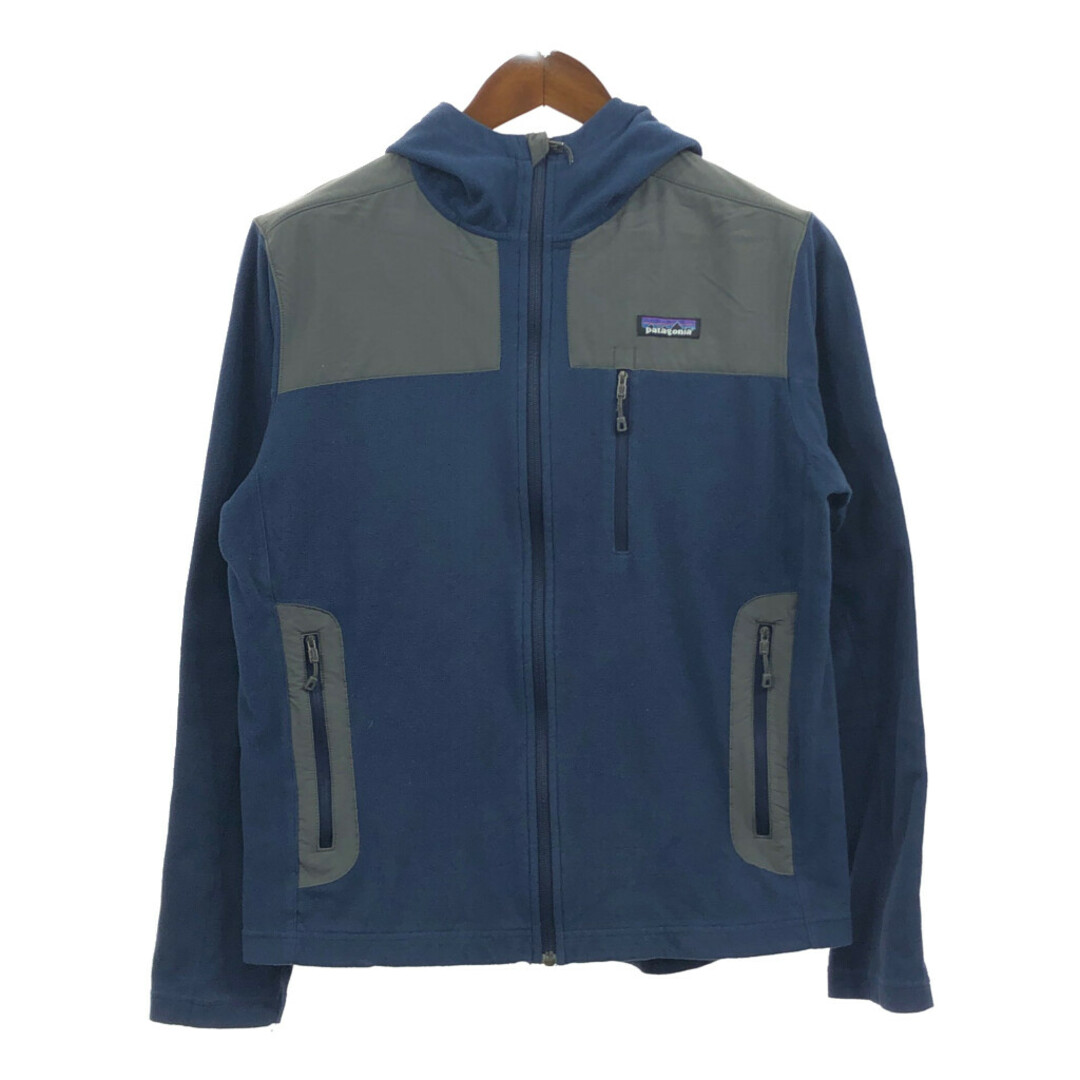 patagonia(パタゴニア)のpatagonia パタゴニア フーデッド フリースジャケット アウトドア ネイビー (メンズ Ⅼ相当) 中古 古着 Q4589 メンズのジャケット/アウター(その他)の商品写真