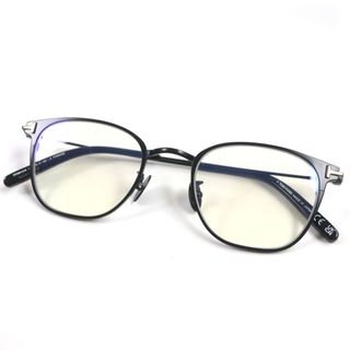 TOM FORD - 極美品▼TOM FORD トムフォード TF5864-D-B ブルーライトカット ロゴ金具付き チタニウム メガネ 眼鏡 アイウェア ブラック 48□21 145 デモレンズ 箱・ケース付き 日本製 メンズ