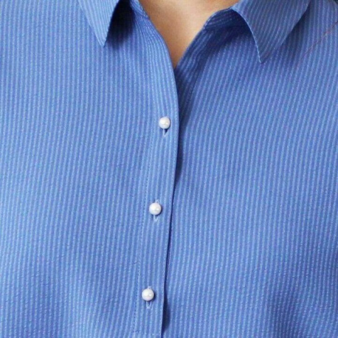 フルールバイミントブリーズ　サッカースキッパーシャツ　七分袖　シャツ　ブラウス レディースのトップス(シャツ/ブラウス(長袖/七分))の商品写真
