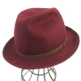 ボルサリーノ(Borsalino)の美品□Borsalino ボルサリーノ ラビット ロゴシルバープレート フェルトハット 中折れ帽 ソフト帽 ボルドー イタリア製 正規品 メンズ(ハット)