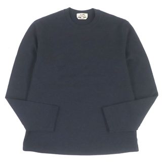 エルメス(Hermes)の極美品□HERMES エルメス 22AW カシミヤ100％ 無地 クルーネック ロングスリーブ 長袖ニット セーター ネイビー イタリア製 正規品 メンズ(ニット/セーター)