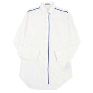 極美品□Dior HOMME ディオールオム 733C532A1581 ラインデザイン コットン100％ フライフロント ロングスリーブ 長袖シャツ ホワイト 37 イタリア製 正規品 メンズ