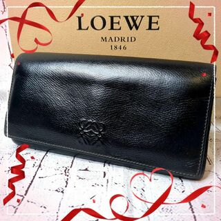 ロエベ(LOEWE)の【美品】ロエベ 二つ折り長財布 アナグラム レザー／ブラック(財布)