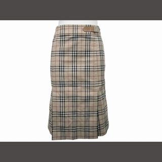 バーバリーブルーレーベル(BURBERRY BLUE LABEL)のバーバリー ノバチェック ひざ丈 タイトスカート ベージュ 36 M ■GY14(ひざ丈スカート)