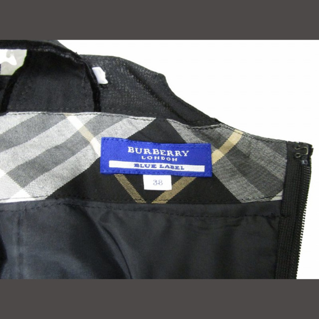 BURBERRY BLUE LABEL(バーバリーブルーレーベル)のバーバリーブルーレーベル チェック ワンピース ミニ  黒 38 ■BY14 レディースのワンピース(ミニワンピース)の商品写真