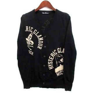 ヒステリックグラマー(HYSTERIC GLAMOUR)のヒステリックグラマー ガールプリント サマーニット カーディガン 長袖 ブラック(カーディガン)