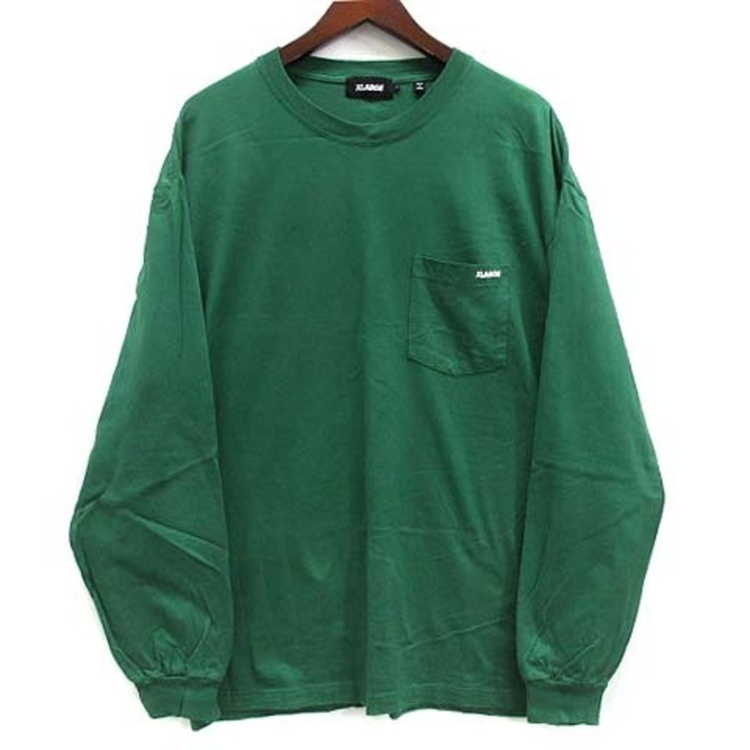 エクストララージ ミニ スタンダード ロゴ 長袖 ポケット Tシャツ グリーン メンズのトップス(Tシャツ/カットソー(七分/長袖))の商品写真