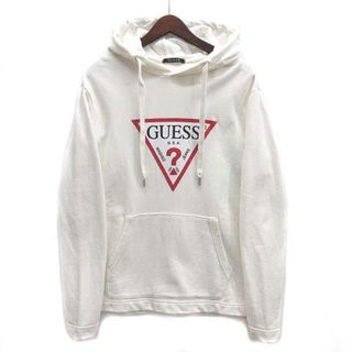 ゲス(GUESS)のゲス GUESS トライアングルロゴ スウェット パーカー プルオーバー 白 M(パーカー)