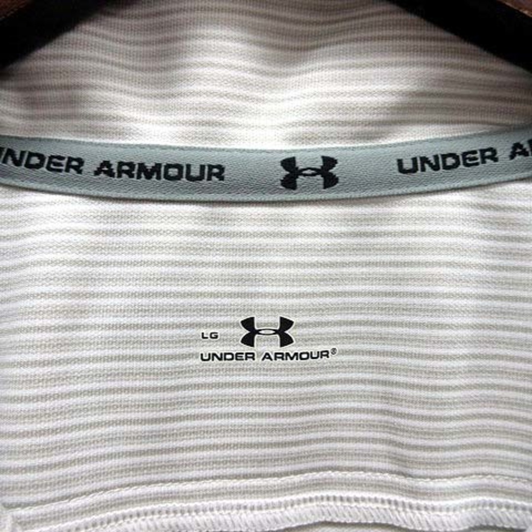 UNDER ARMOUR(アンダーアーマー)のアンダーアーマー ハーフジップ ボーダー モックネック シャツ 長袖 グレー L スポーツ/アウトドアのゴルフ(ウエア)の商品写真